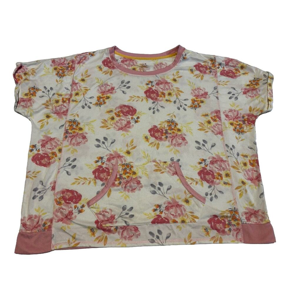 Secret Treasures Women's Floral Short Sleeve Cottagecore Boho 3x Top Soft pocket